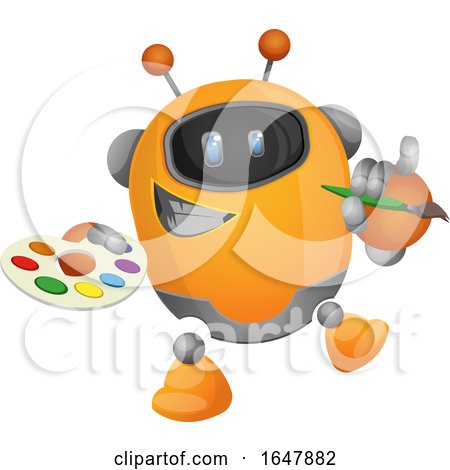 Orange Cyborg Robot Mascot Character Artist by Morphart Creations