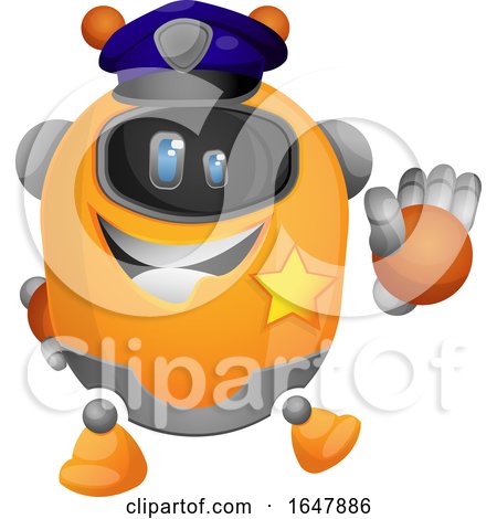 Orange Cyborg Robot Mascot Character Police Officer by Morphart Creations