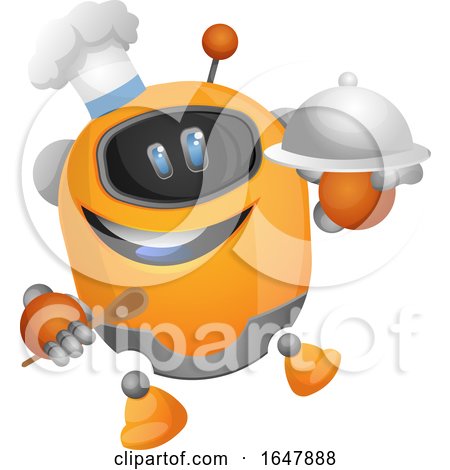 Orange Cyborg Robot Mascot Character Chef by Morphart Creations
