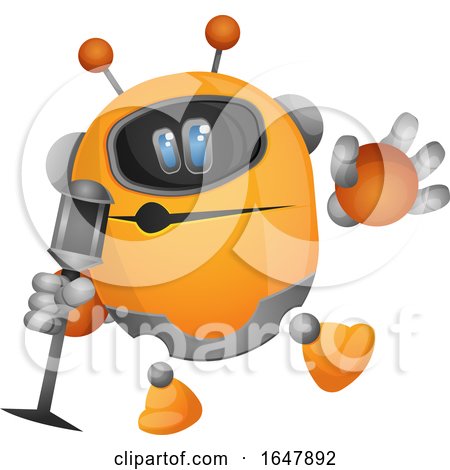 Orange Cyborg Robot Mascot Character Singing by Morphart Creations