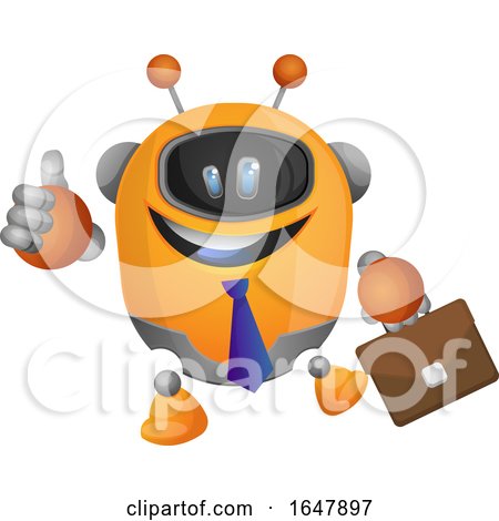 Orange Cyborg Robot Mascot Character Business Man by Morphart Creations