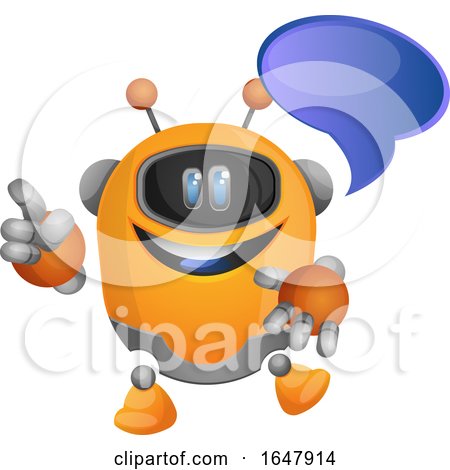 Orange Cyborg Robot Mascot Character Talking by Morphart Creations