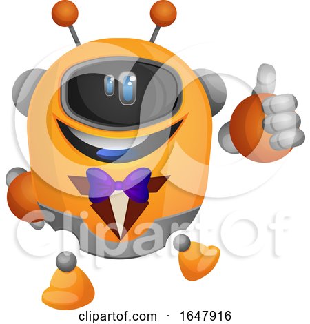 Orange Cyborg Robot Mascot Character Wearing a Tux by Morphart Creations