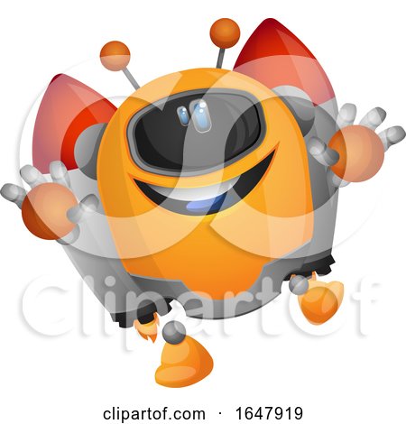 Orange Cyborg Robot Mascot Character with a Rocket Pack by Morphart Creations