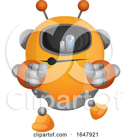 Orange Cyborg Robot Mascot Character Dancing by Morphart Creations