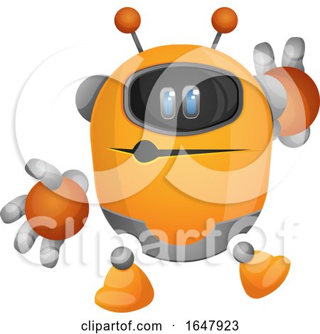 Orange Cyborg Robot Mascot Character Whistling by Morphart Creations