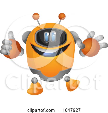 Orange Cyborg Robot Mascot Character Holding a Thumb up by Morphart Creations