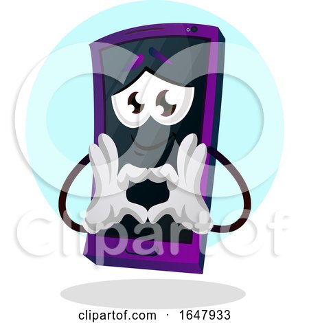 Cell Phone Mascot Character Forming a Heart with His Hands by Morphart Creations