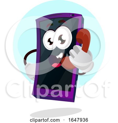 Cell Phone Mascot Character Making a Call by Morphart Creations