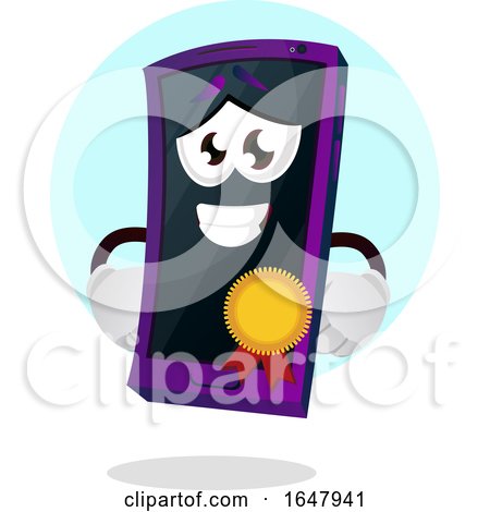 Cell Phone Mascot Character Wearing a Medal by Morphart Creations