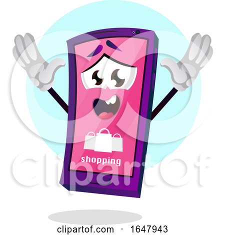 Cell Phone Mascot Character with a Shopping Screen by Morphart Creations