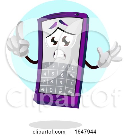 Cell Phone Mascot Character with Numbers on the Screen by Morphart Creations