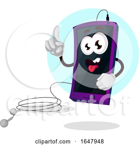 Cell Phone Mascot Character with Earbuds by Morphart Creations