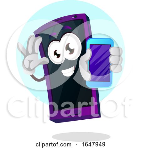 Cell Mascot Character Holding Another Phone by Morphart Creations