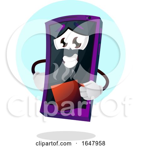 Cell Phone Mascot Character Holding a Coffee Mug by Morphart Creations