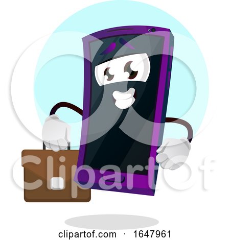 Cell Phone Mascot Character Carrying a Briefcase by Morphart Creations