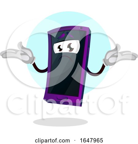 Cell Phone Mascot Character Shrugging by Morphart Creations