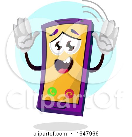 Cell Phone Mascot Character with Hands up by Morphart Creations
