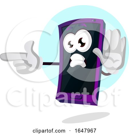 Cell Phone Mascot Character Pointing and Gesturing Stop by Morphart Creations