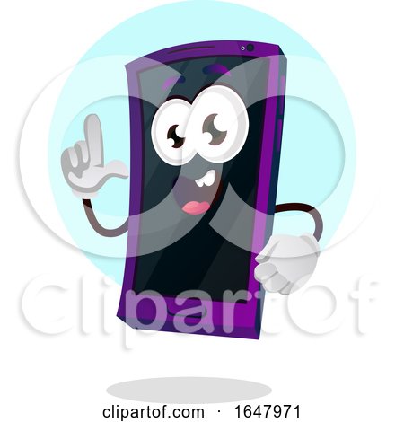 Cell Phone Mascot Character Holding up a Finger by Morphart Creations