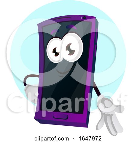 Cell Phone Mascot Character Gesturing with a Hand by Morphart Creations
