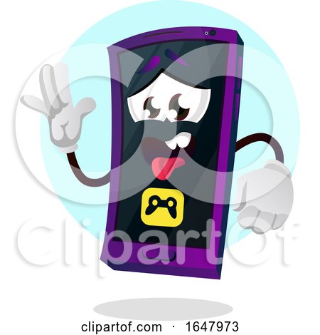 Cell Phone Mascot Character Waving by Morphart Creations