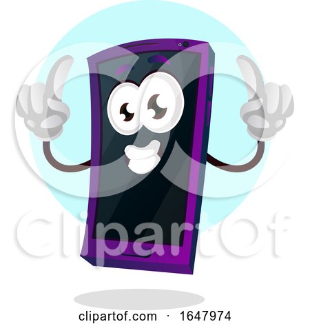 Cell Phone Mascot Character Holding up Two Fingers by Morphart Creations