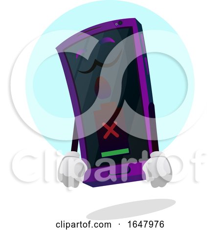 Cell Phone Mascot Character with a Low Battery by Morphart Creations