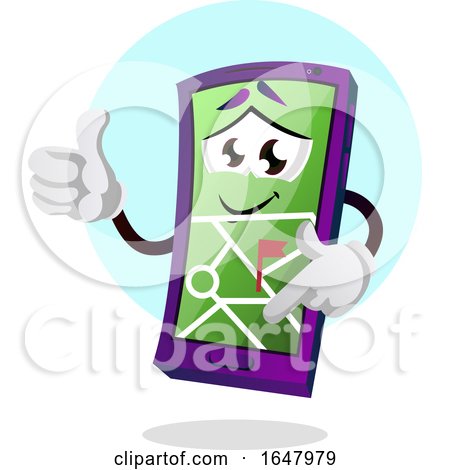 Cell Phone Mascot Character with a Map on the Screen by Morphart Creations