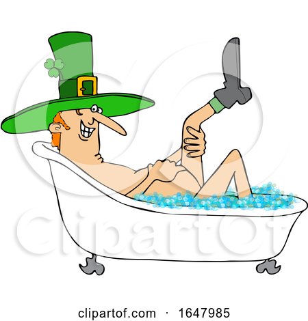 Cartoon St Patricks Day Leprechaun Taking a Bath by djart