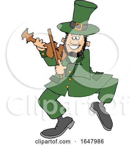 Cartoon St Patricks Day Leprechaun Playing a Fiddle by djart