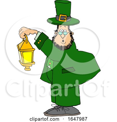 Cartoon St Patricks Day Leprechaun Holding a Lantern by djart