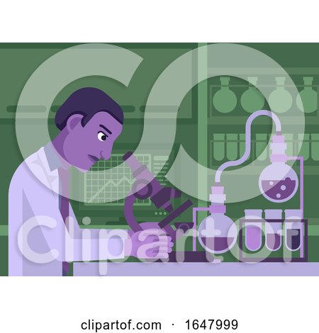 Black Scientist Working in Laboratory by AtStockIllustration