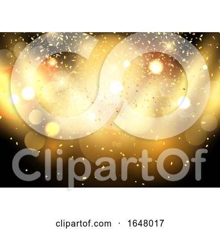 Gold Bokeh Lights Background with Confetti by KJ Pargeter