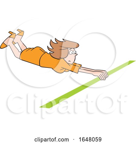 Cartoon White Business Woman Crossing the Finish Line by Johnny Sajem