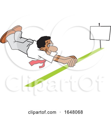 Cartoon Black Business Man Barely Crossing the Finish Line by Johnny Sajem