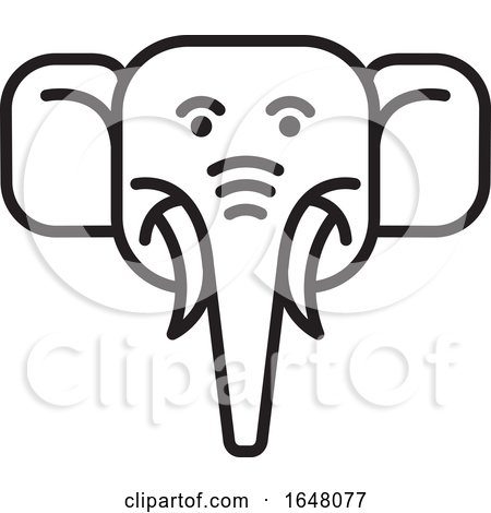 Black and White Elephant Face Icon by Lal Perera