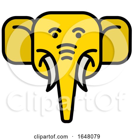 Yellow Elephant Face Icon by Lal Perera