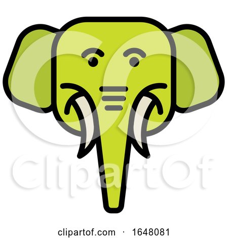 Green Elephant Face Icon by Lal Perera
