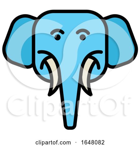 Blue Elephant Face Icon by Lal Perera