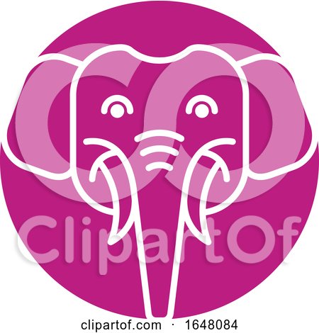 Pink Elephant Face Icon by Lal Perera