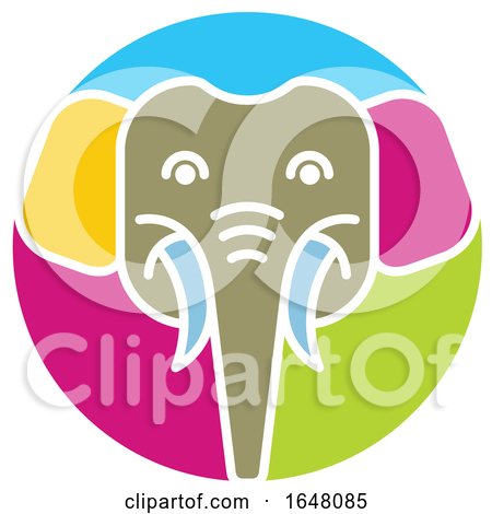 Colorful Elephant Face Icon by Lal Perera