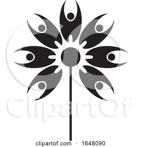 Abstract Black and White People Flower Icon by Lal Perera