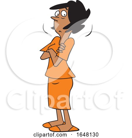 Cartoon Doubtful Black Woman with Folded Arms by Johnny Sajem