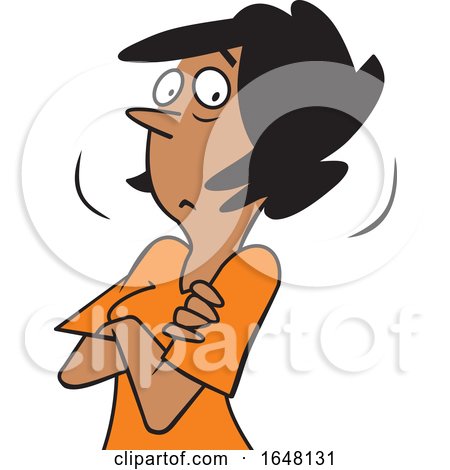 Cartoon Doubtful Black Woman with Folded Arms by Johnny Sajem