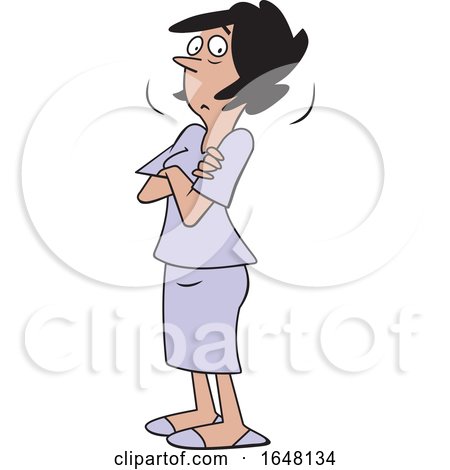 Cartoon Doubtful Hispanic Woman with Folded Arms by Johnny Sajem