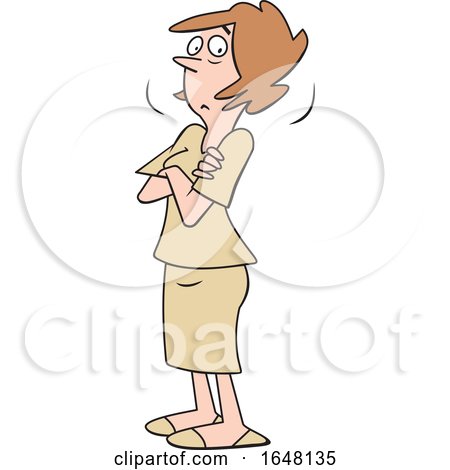 Cartoon Doubtful White Woman with Folded Arms by Johnny Sajem