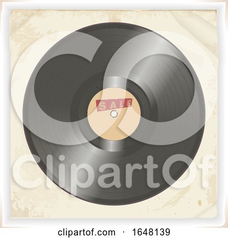 Vinyl Record Sale Label on Vintage Background by elaineitalia
