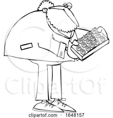 Cartoon Black and White St Patricks Day Leprechaun Holdinga Tray of Cookies or Cakes by djart