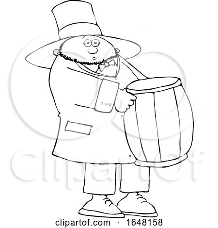 Cartoon Black and White St Patricks Day Leprechaun Carrying a Barrel by djart